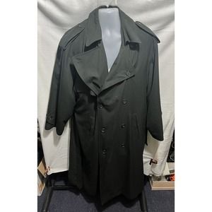 Pierre Cardin Black Full Length Over Coat Sz 40R Button up‎ Front Removal Liner